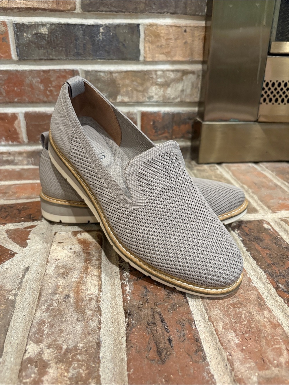 Adam Tucker Women's Slip-On Knit Loafers in Light Gray